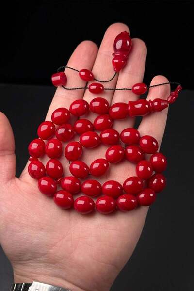 TESBİHKENTİ Μεγάλου μεγέθους Βυσσινί 13 Χιλιοστά Ειδικής Κατασκευής Χάντρες Π...