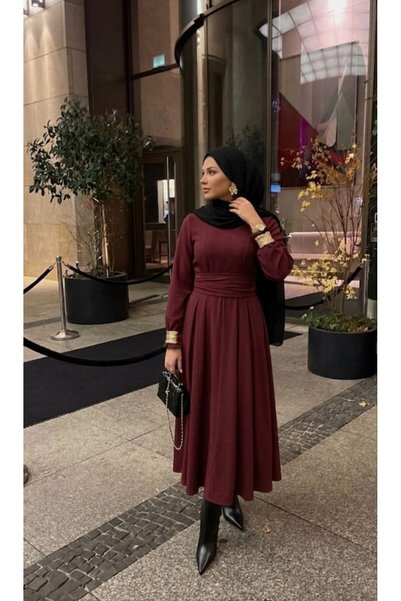 Gülmude Flexible Crepe Fabric Stylish Special Occasion Hijab Dress