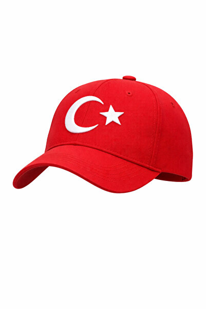 HER ŞEY NOTA www.herseynota.com Unisex crvena kapa sa vezom u obliku mesečeve...