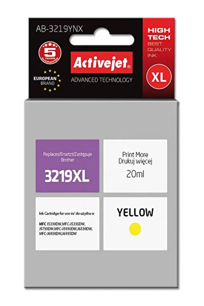 Other Activejet AB-3219YNX Ink (replacement for Brother LC3219Y; Supreme; 20 ...