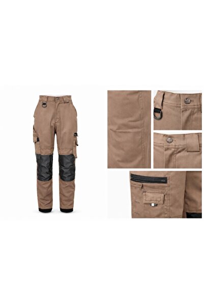 wentshop Bej/Krem Harmanda Karışım, Likralı İş Pantolonu (İthal Ürün)