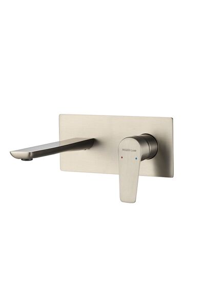 Milano Luxe Bayz Wall Mounted Basin Mixer Brush Nickel