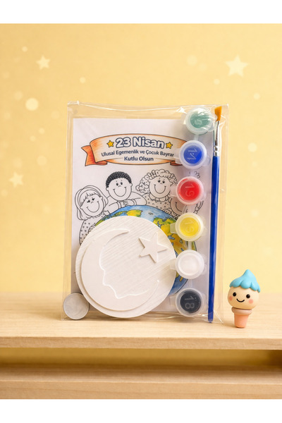 colorbuddie 23 Nisan Boyama Seti 6 Renk Boya Sil Özellikli Magnetli Beton Obj...