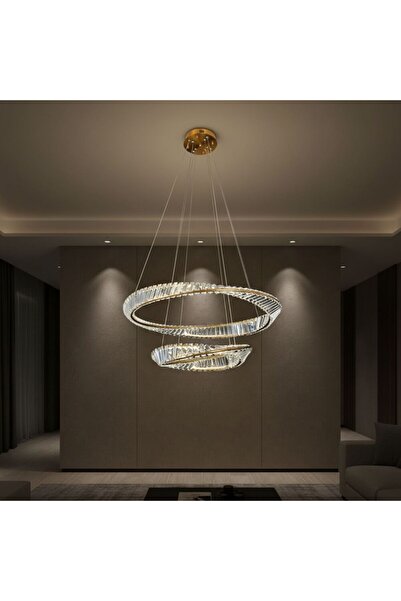 Danube Home Zamara Modern Crystal Chandelier With 3 Color Dimmable Light 60+4...