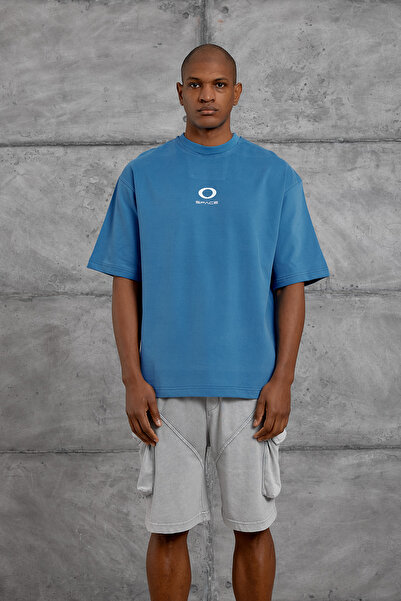 NOMARC Tricou oversize albastru cu imprimeu pe spate 10