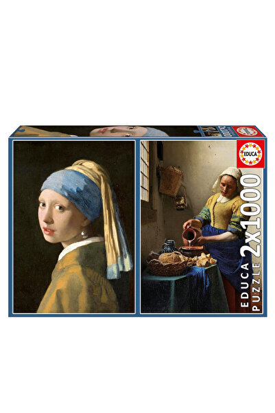 Educa Puzzle 2X1000 Piece Jigsaw Puzzle Girl with a Pearl Earring + Milkmaid ...