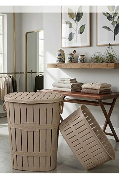 Buclee 64 Lt + 40 Lt Kirli Çamaşır Sepeti ve Temiz Çamaşır Selesi 2'li Banyo ...