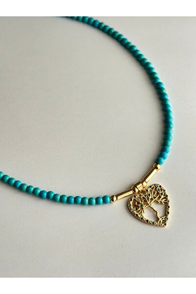 mibrillo Turquoise Bead Necklace Summer Necklace Trend Necklace Tree of Life
