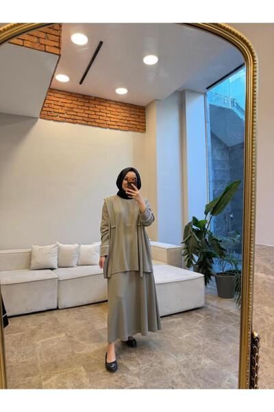 Suede Style 5973 - طقم تنورة نسائية فضفاضة من قماش المودال الناعم مع تفاصيل ر...