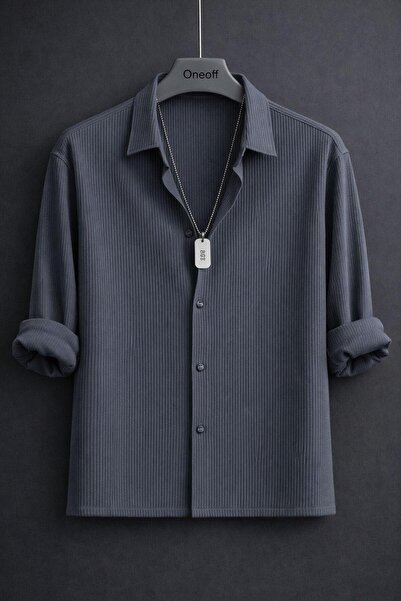 oneoff Ανδρικό καλοκαιρινό πουκάμισο με υφή, οθωμανικού τύπου, καπνιστό