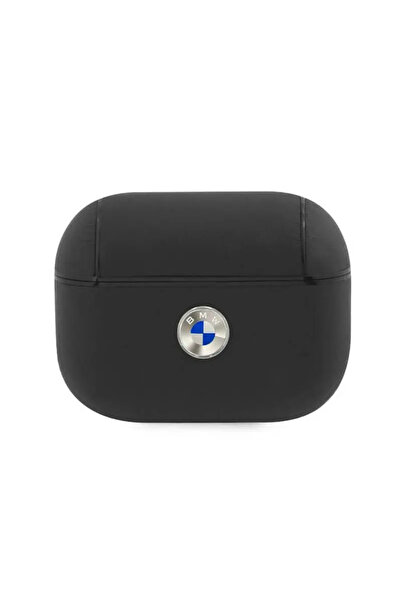 BMW BMAPSSLBK Husă pentru AirPods Pro, Negru, Piele naturală, Logo argintiu