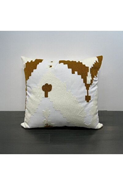 Danube Home غطاء وسادة مطرز لامع - أبيض - 45×45 سم