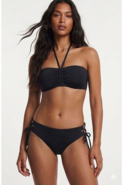 DEEP BEACH Strapless Drawstring Bikini Set