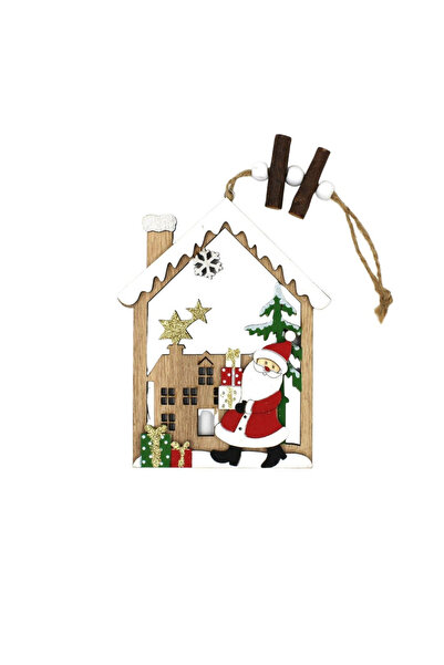Gift Design Коледна украса за елха - къщичка с Дядо Коледа 15x11.5 см