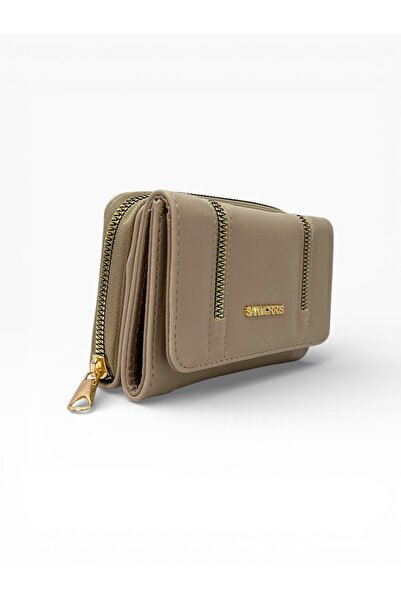 Sanmorris Women's Faux Leather Gold Zipper Detailed Stylish Wallet