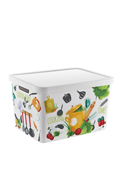 Smartware صندوق متعدد الأغراض منقوش ستافي مع غطاء 18 لتر