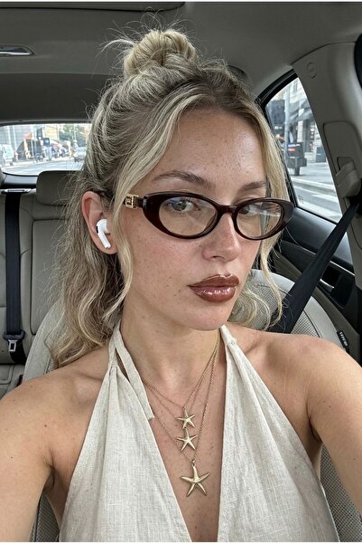 Goldmine Kadın Blueblock Goldmine's Oval Mavi Işık Korumalı Kahverengi