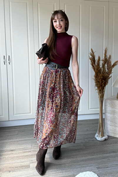 Dilay Gökoğlu Butik Φούστα μίντι από τούλι με σχέδια και ζώνη