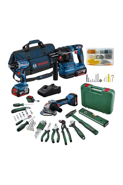 Bosch GSR 18V-45 + GWS 18V-8 + GBH 18V-22 3x4.0Ah Akülü Kombo Kit + 52 Parça ...