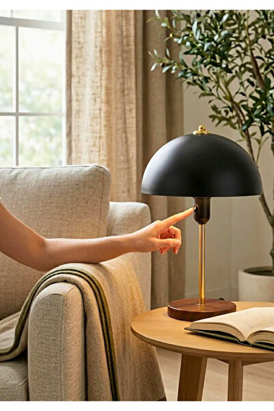HOMİNG Swiss Siyah Gold Dekoratif Klasik Mantar Masa Lambası
