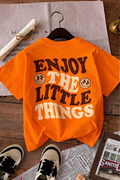 BENROMA استمتع بالأشياء الصغيرة تي شيرت مطبوع للأطفال من الجنسين 5GH4