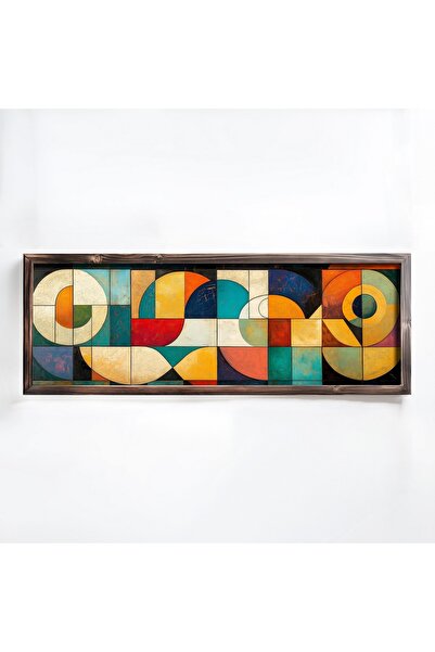 OEM Tablou decorativ Re-Bloom, model geometric, lemn masiv/MDF, multicolor, 4...