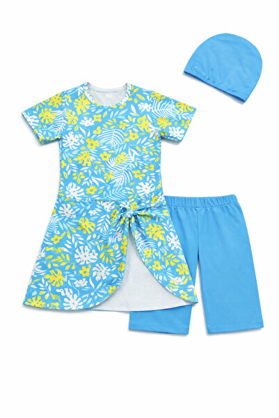 Beniizle Κοριτσίστικο Τριπλό Σετ Μαγιό με Φούστα και Μπονέλ