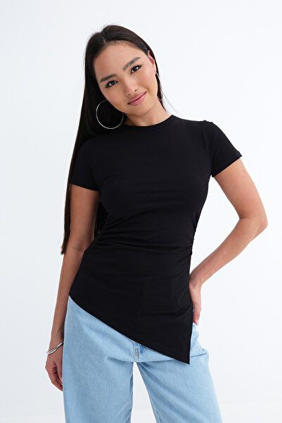 Addax Asymmetrical Cut Basic T-Shirt P1906