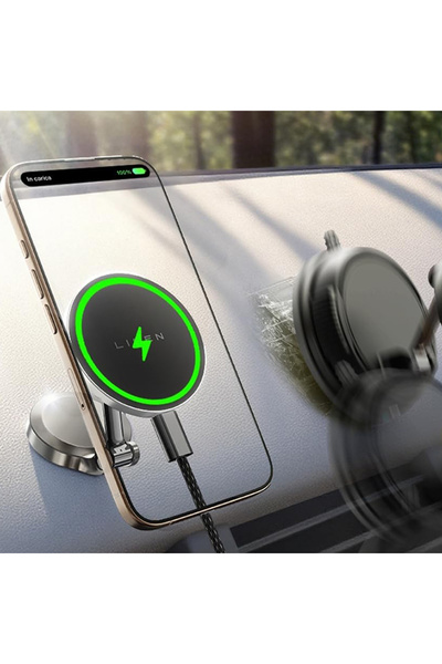 JohnTerra Suport Auto cu Incarcare Wireless Lisen, YL0223090006, pentru Bord, 15W, Negru