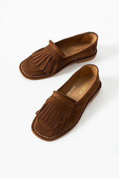 dericia shoes Orbit Hakiki Deri Süet Taba Günlük Kadın Babet