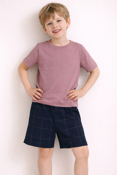 Syah Erkek Çocuk Pamuklu Kısa Kollu Şortlu Pijama Takımı