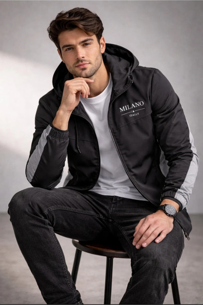 NOFLEN Γκρι Milano με στάμπα και μισό φερμουάρ Scuba Sweat