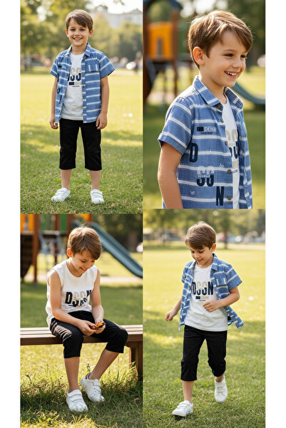 İdeal Lessotto 24088 Boy's Dsgn Printed Short Sleeve Shirt, Strap T-Shirt, Ca...
