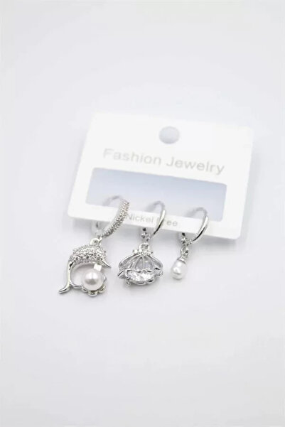 Generic Brand Set of 3 dolphin earrings - silver