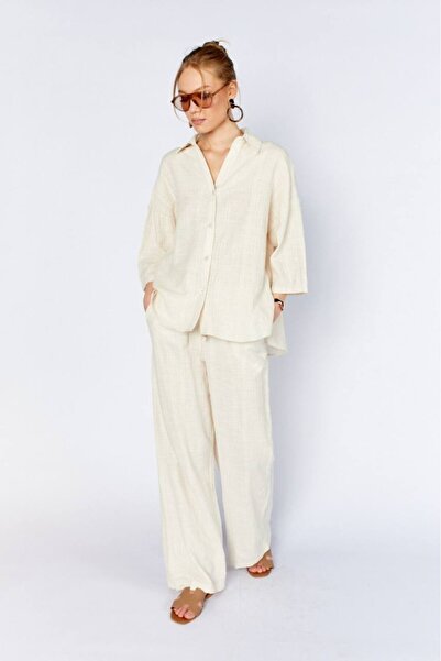 CGA Γυναικεία Πουκάμισα Γυναικείο Πουκάμισο με λαιμόκοψη V Πουκάμισο εκρού