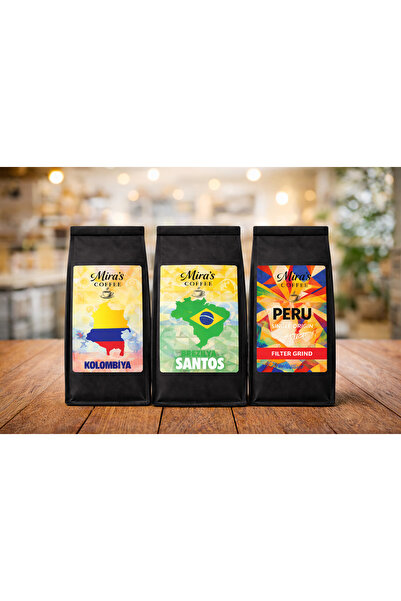 Mira's Coffee 3-Piece Coffee Tasting Set 3X150G – Brazil Peru Colombia 100% A...