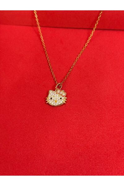 Melisa Takı & Aksesuar 316L Steel Gold Color Hello Kitty Necklace
