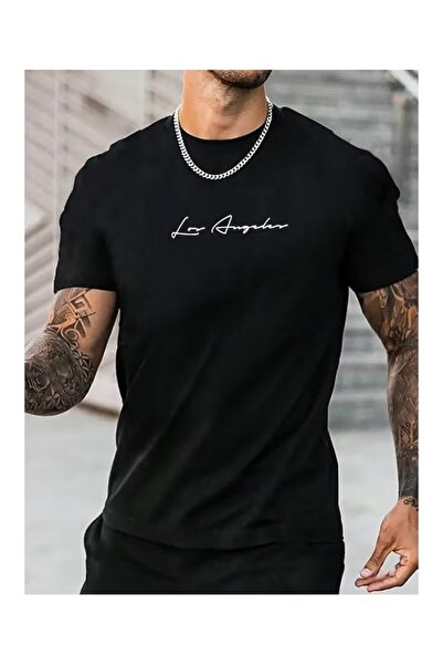 LAND MODA LOSANGELAS ΜΑΥΡΟ Σετ με στάμπα Premium Oversize