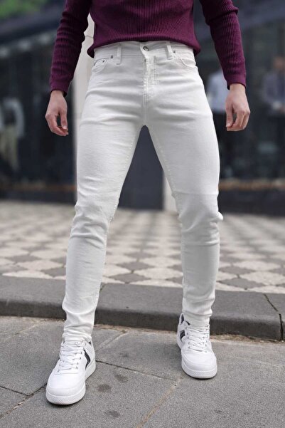 Ceza Denim بنطلون جينز أبيض ضيق من الليكرا للرجال