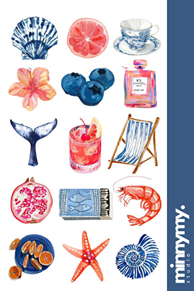 Minnymy Greece Collection Sticker, Çıkartma, Ajanda, Günlük, Planlayıcı, Bull...