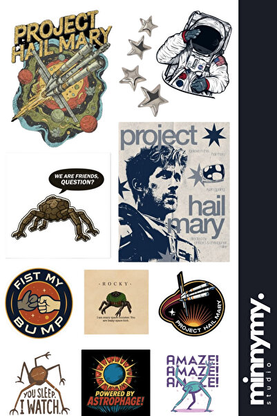 Minnymy Project Hail Mary, Kurtuluş Projesi Collection Sticker, Çıkartma, Aja...
