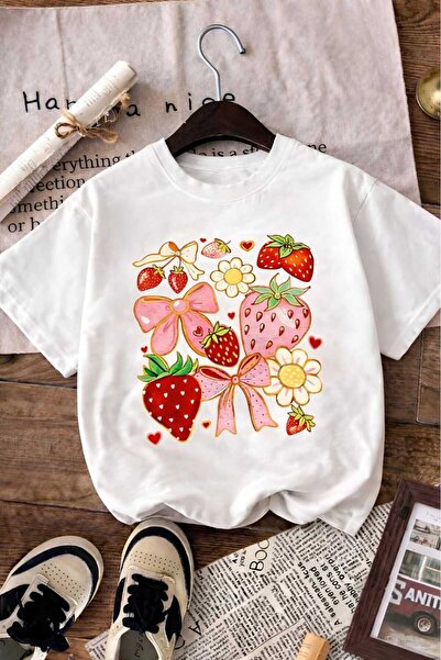 DM DOLCE MORE Παιδικό μπλουζάκι unisex με στάμπα κορδέλας και φράουλας 5GH3