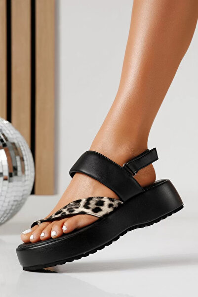 Zaira Γυναικεία σανδάλια πλατφόρμας με σχέδιο λεοπάρ από οικολογικό δέρμα Fel...