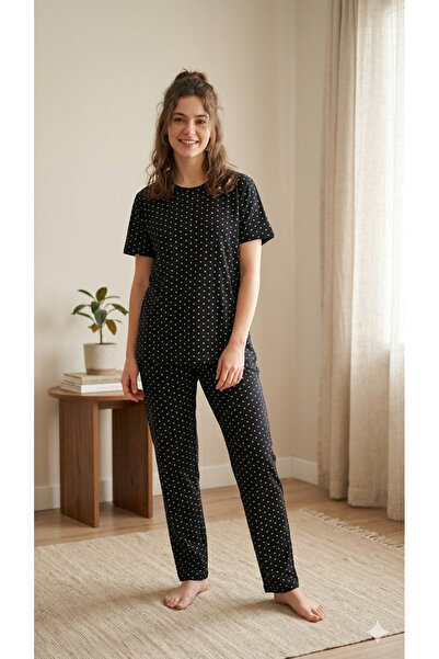 LXL Γυναικείο Σετ Πιτζάμες Σούπερ Τζέρσεϊ Διπλό Σετ