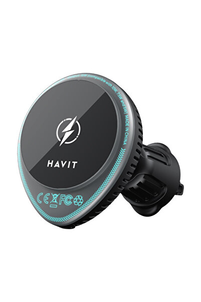 OEM Suport auto pentru telefon, Havit, Wireless Charging, Air Vent, Black