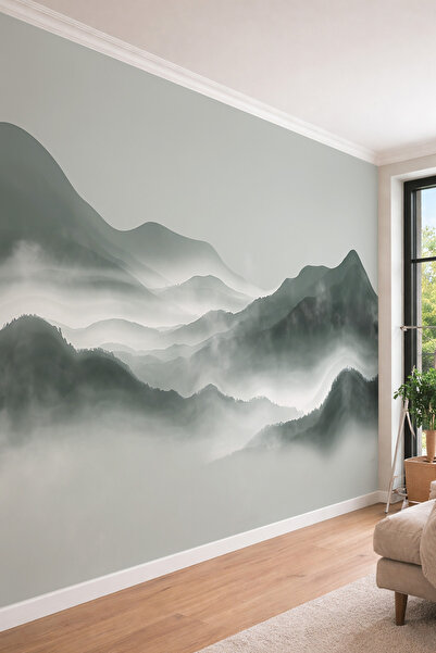 dreamwall Puslu Dağ Manzaralı ve Sisli Orman Temalı Modern Doğa Görünümlü Tek...