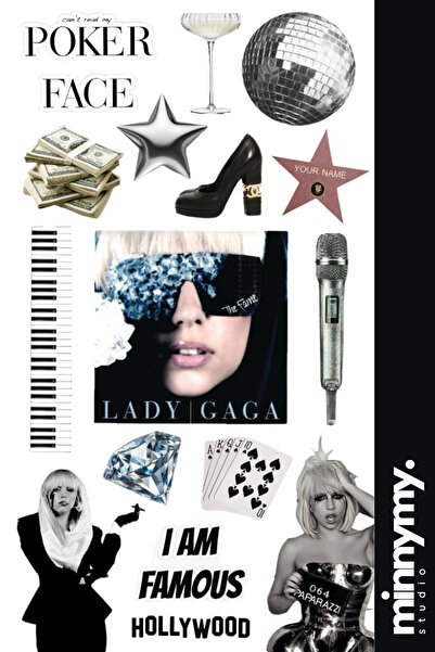 Minnymy Lady Gaga Collection Sticker, Çıkartma, Ajanda, Günlük, Planlayıcı, B...