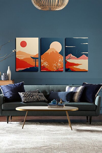 OEM Set de picturi decorative Re-Bloom, 3 piese, lemn/pânză, multicolor, 50 x...