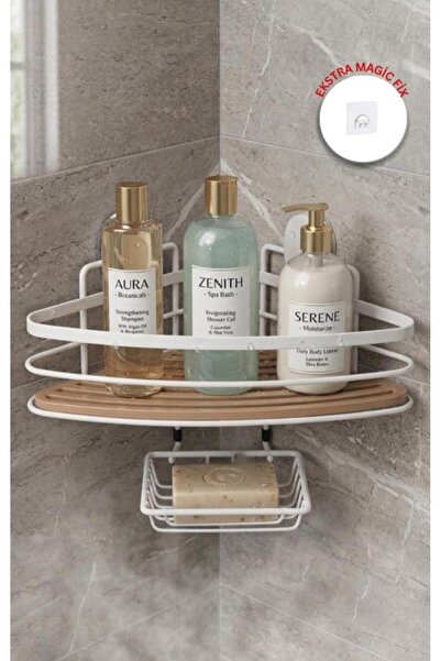 Okyanus Home Λευκό Due Μονόφυλλο Τριγωνικό Σαμπουάν & Θήκη Σαπουνιού 21 εκ.