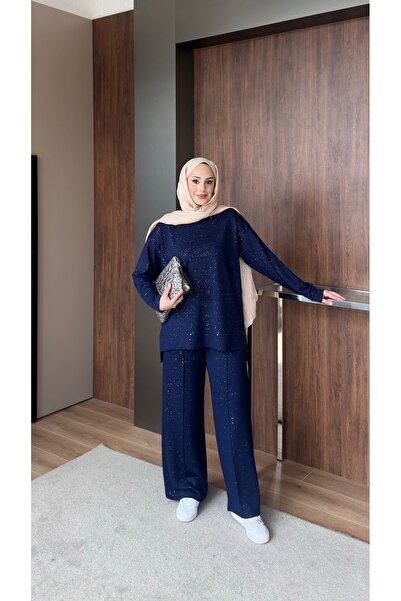 VOICTEC Σετ τουνίκ παντελονιού με ραβδώσεις από ύφασμα modal με στάμπα φύλλου...